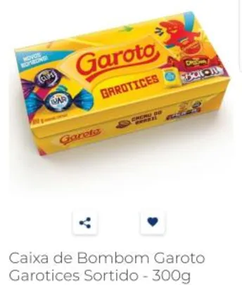 Caixa de Bombons garoto 300g | R$ 7