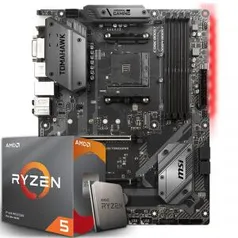 Kit Upgrade Placa Mãe MSI B450 Tomahawk AMD AM4 + Processador AMD Ryzen 5 3600 3.6GHz