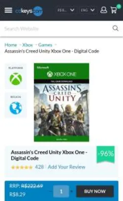 Assassin's Creed Unity Xbox One - Digital Code R$8