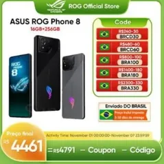 [Do Brasil / Moedas] Smartphone ASUS ROG Phone 8 com Snapdragon 8, 5G, Tela de 6,78" com 165Hz e 16gb / 256GB