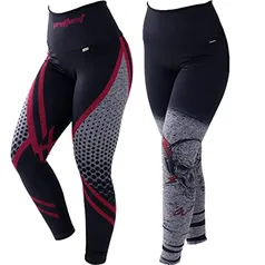 Kit com 2 Leggings Mescla Sublimadas Cintura Alta Suplex (P, Verde)