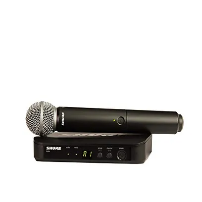 Microfone de Mão Sem Fio Shure BLX24/SM58, Cápsula SM58