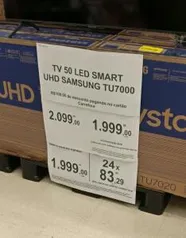 [Carrefour São Bernardo do Campo / SP] Samsung Smart TV Crystal UHD TU7000 50” 4K 2020