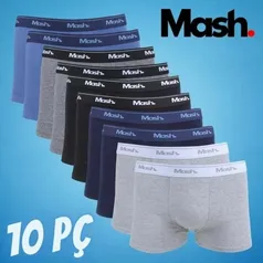 Kit Cueca Boxer Mash C/ 10 Peças - Azul+Cinza | R$ 120