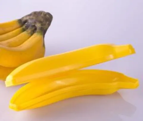 Porta banana nanica plástico amarelo 210ml Plasútil | R$5