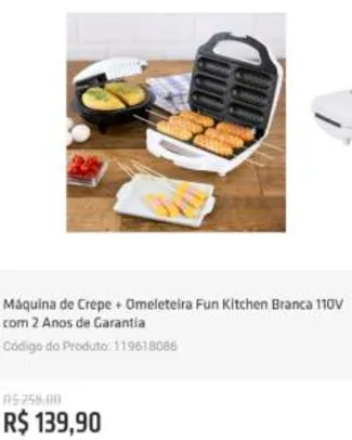 [Shoptime] Máquina de Crepe + Omeleteira branca 110 V com 2 Anos de Garantia por R$ 126