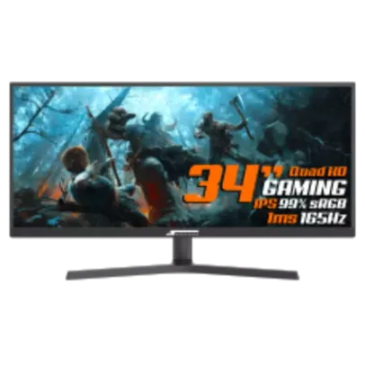 Monitor Gamer SuperFrame Vision Ultra, 34 Pol, UltraWide, 2.5K, Quad HD, IPS, 99% sRGB, HDR, FreeSync, 1ms, 165Hz, HDMI/DP, SFV3415