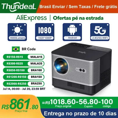 [Envio BR] Projetor TDA5 Full HD 1920x1080 com Android e Espelhamento de Tela, Wi-Fi, roda 4k, 8000 Lumens