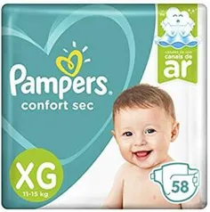 Fraldas Pampers Confort Sec Xg 58 Unidades, Pampers