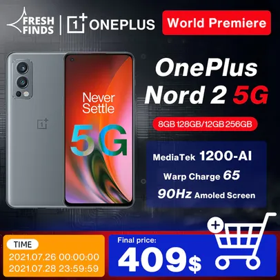 [PRÉ-VENDA] Smartphone OnePlus Nord 2 5G, 8GB 128GB, Dimensity 1200-AI | R$2294