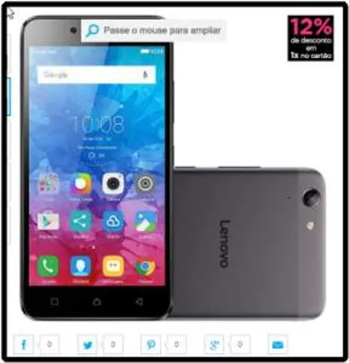 [Submarino] Smartphone Lenovo Vibe K5 Dual Chip Android Tela 5" 16GB 4G Câmera 13MP - Grafite  por R$ 696