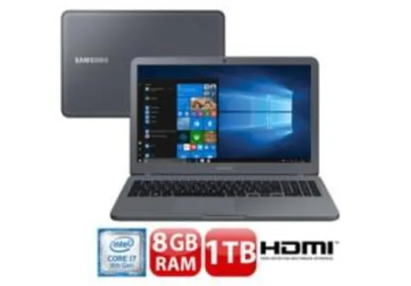 Notebook Samsung Core i7-8550U 8GB 1TB Placa de Vídeo 2GB Tela Full HD 15.6" Windows 10 Expert X50 NP350XAA-XF3BR - R$ 2944