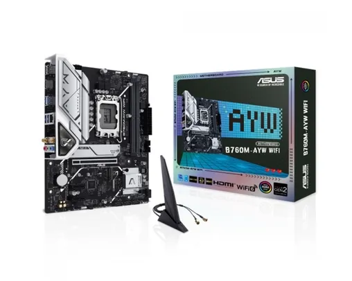 Placa Mãe Asus B760M-AYW WIFI, Chipset B760, Intel LGA 1700, mATX, DDR5, 90MB1FK0-M0EAY0