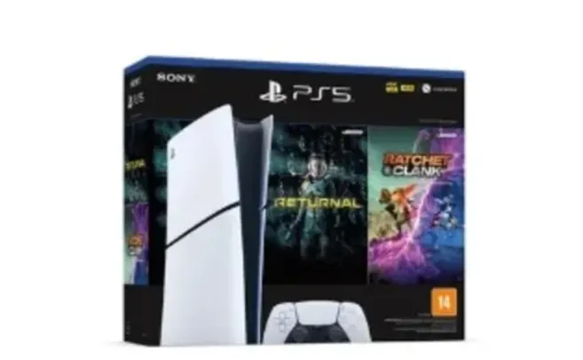 Console PlayStation 5 Slim Sony, SSD 1TB, Edição Digital, Com Controle Sem Fio DualSense, Branco + 2 Jogos Digitais - 1000038914