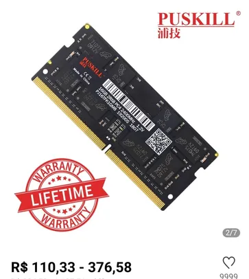 [NOVO USUÁRIO] RAM NOTEBOOK DDR4 8GB 2666 PUSKILL | R$136