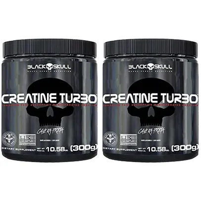 Kit 2x Creatine Turbo 300g - Suplemento Alimentar Black Skull - Creatina Monohidratada, sem sabor