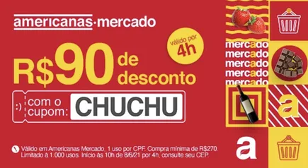 R$ 90,00 OFF em 270,00 de compras