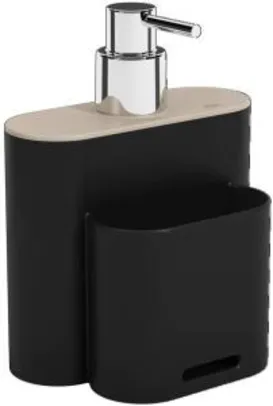 [PRIME] Dispenser Flat 500 ml, 9 x 13 x 16,5 cm, Preto e Light Gray, Coza