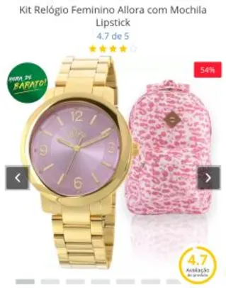 Kit Relógio Feminino Allora com Mochila Lipstick - R$ 169