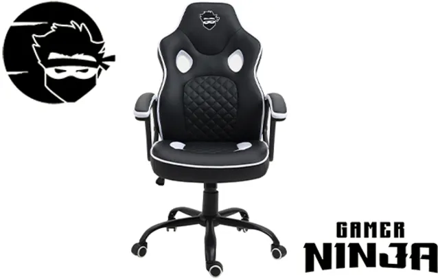 Cadeira Gamer Ninja Kaeru, Preto e Branco