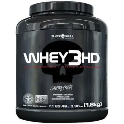 Whey 3hd - MORANGO - proteína concentrada isolada - 1,8kg - Caveira Preta | R$ 90