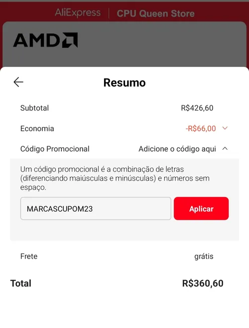 Imagem na descrição da promoção