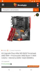 Placa ATX com 16 GB 3000hz Cl 16 com o famoso 3600.