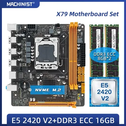 Kit x79 - placa mãe LGA 1356 - processador Xeon e5 2420 v2 - memória ram 2x8GB DDR3 ECC 1333 MHz