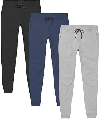 [PRIME] Kit 3 Calças Moletom Masculina Jogger Slim Básica Novastreet Tamanho: M