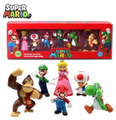 Action Figure com 6pçs. Super Mario Bros