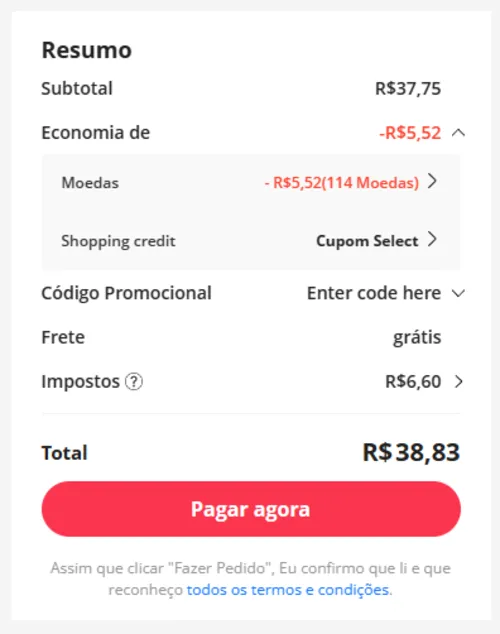 Imagem na descrição da promoção