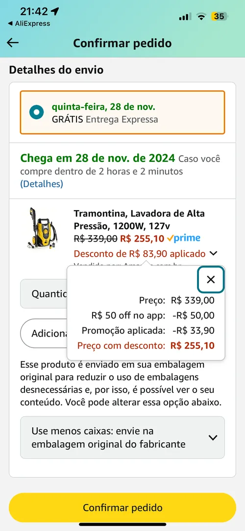 Imagem na descrição da promoção