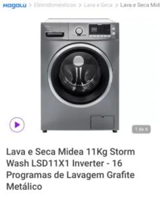 Cliente ouro | Lava e Seca Midea 11Kg Storm Wash LSD11X1 Inverter R$ 2.575,06