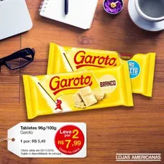 [Americanas - Loja Física] Tabletes Garoto 96g/100g 'Leve 2 por R$ 7,99'