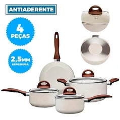 Jogo de Panelas Brinox Ceramic Life Smart Plus 4Pçs 2.5mm Vanilla - 4791/112