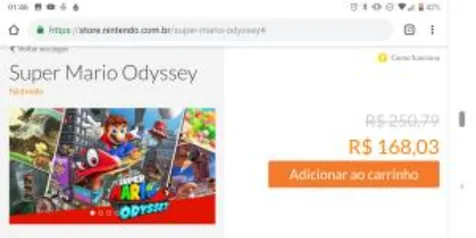 [ESHOP] Super Mario Odyssey, Mario Kart 8, MK 11 e outros jogos na promoção - Nintendo Switch -  R$168