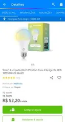 Smart Lampada Wi-Fi Positivo Casa Inteligente LED 10W Branco Bivolt R$52