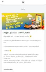 [Rio de Janeiro] 15% OFF no Comfort no 99POP