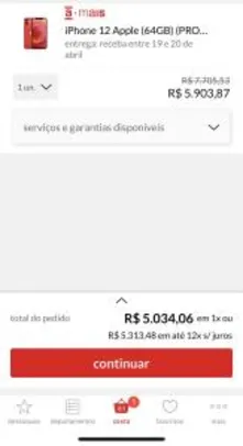[App] IPHONE 12 64GB RED | R$5034