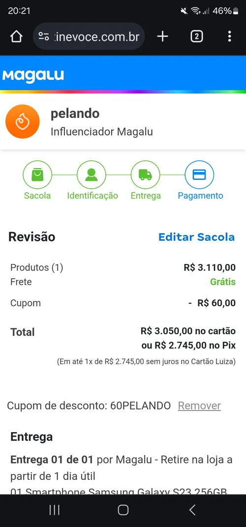 Imagem na descrição da promoção