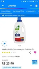 [R$5 de volta] Omo Sabão Líquido 3L | R$ 24