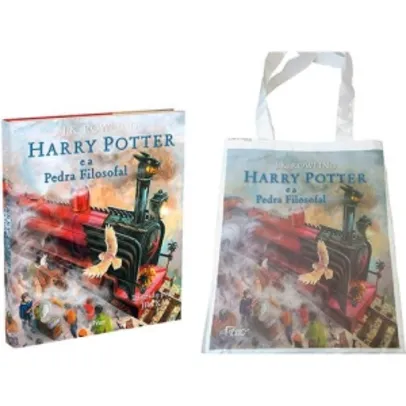 Kit Exclusivo - Livro Harry Potter e a Pedra Filosofal (Edição Especial Ilustrada Capa Dura) + Sacola Harry Potter - R$ 59,90