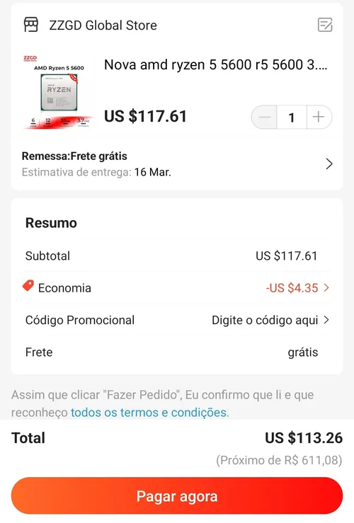 Imagem na descrição da promoção