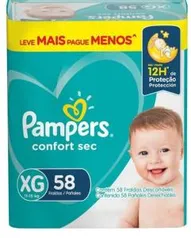 Fralda Pampers Confort Sec Fortbag Tam.Xg 11 A 15Kg - 58 unidades R$50