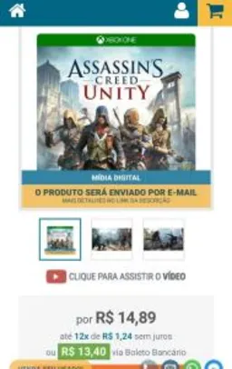 Assassin’s Creed Unity Xbox One (Digital) - R$ 13