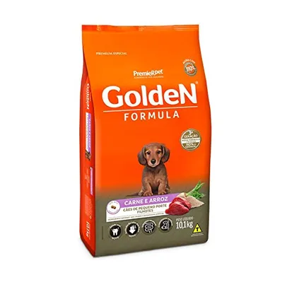 Ração Golden Fórmula Mini Bits para Cães Filhotes Raças Pequenas Sabor Carne e Arroz, 10kg Premier. | R$128