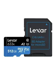 Cartao de Memoria Lexar Blue Series, 512GB,A2, V30, U3 MicroSDXC UHS-I + Adaptador, LSDMI512BBNL633A