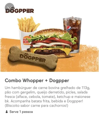 Compre um lanche e Ganhe o Dogpper no Burger King