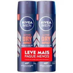 (R$ 5,99 cada) Kit Desodorante Aerosol Nivea Dry Impact Masculino150ml - 2 Unidades