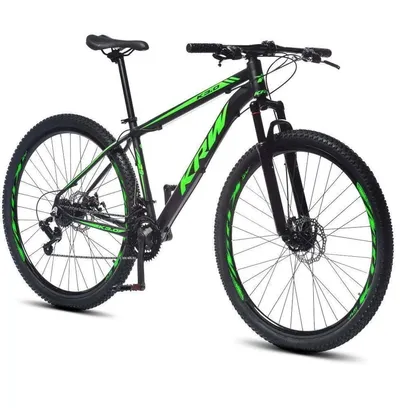 Foto do produto Bicicleta Aro 29 KRW Alumínio 24 Vel Freio A Disco X52, 21, Preto, Verde Fosco